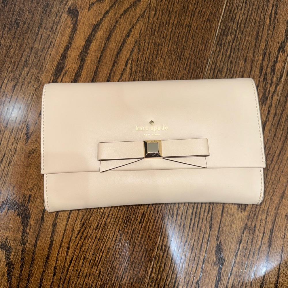 Kate Spade Beige Clutch with Bow Detail